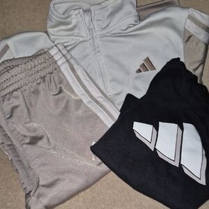 Adidas Kids Joggers - Gray and Black with White Accents
